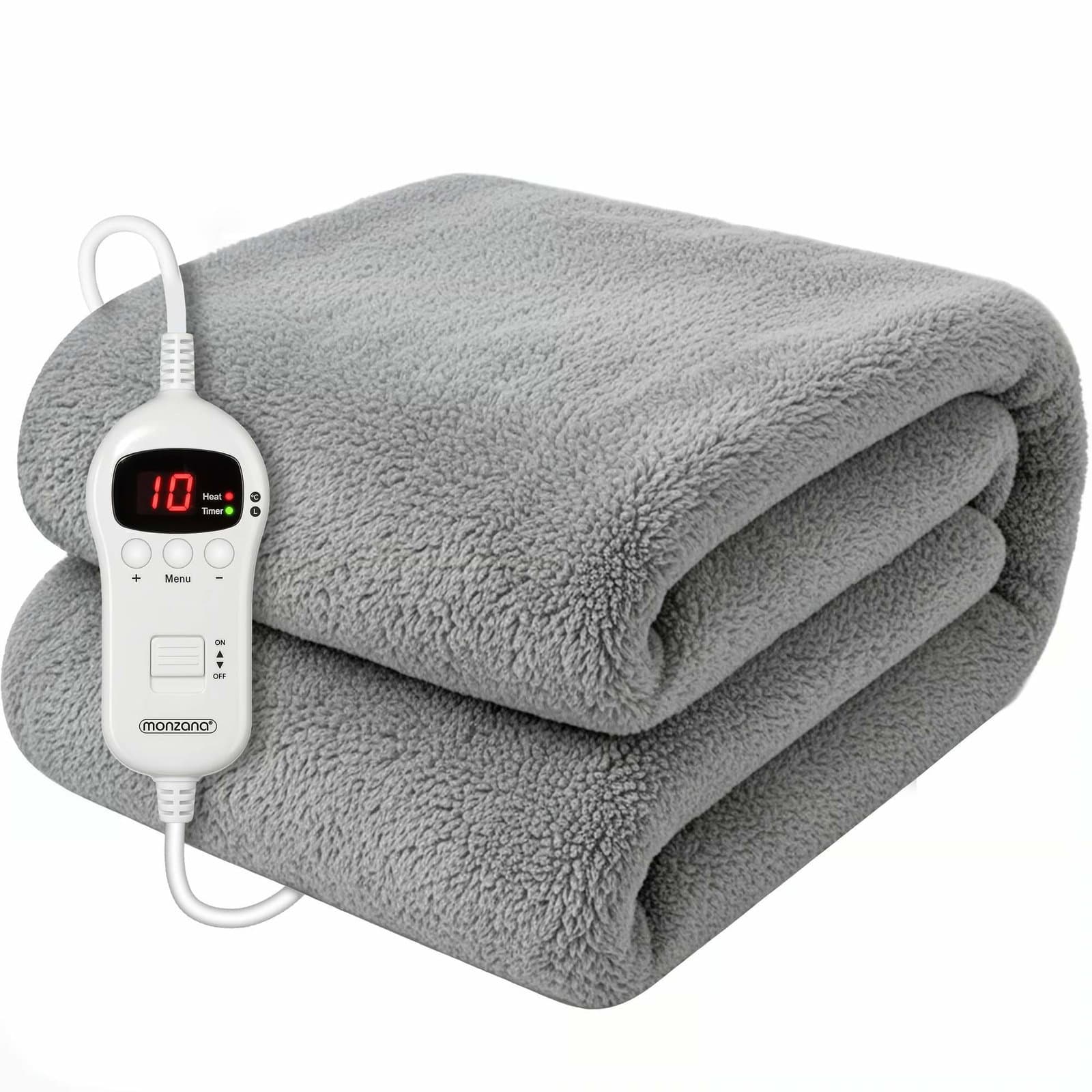 Värmefilt Grå Fleece 180x130cm – 10 värmenivåer