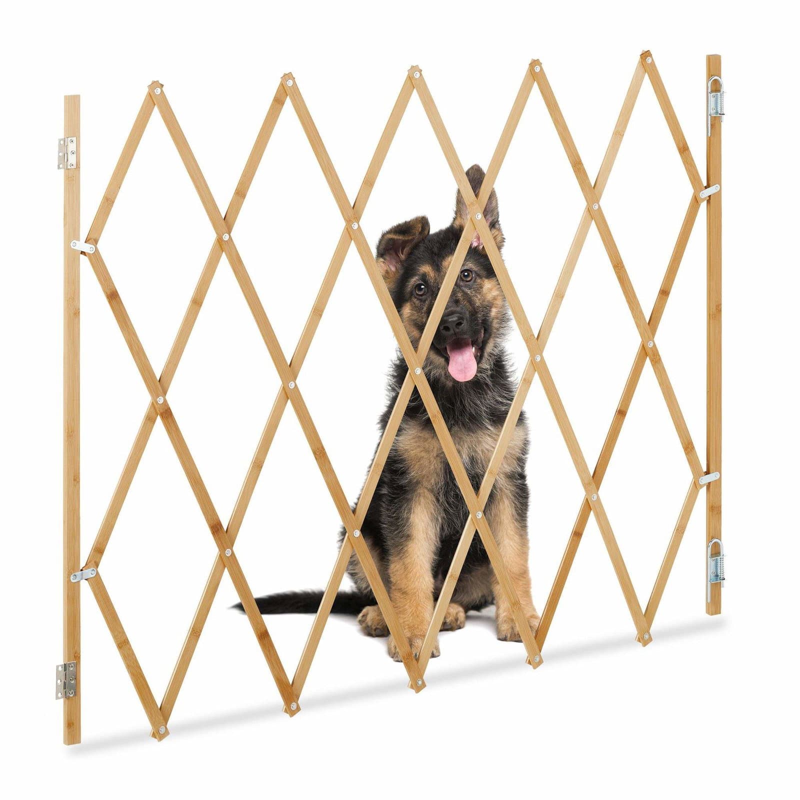 Förlängbar hundbarriär, naturlig bambu