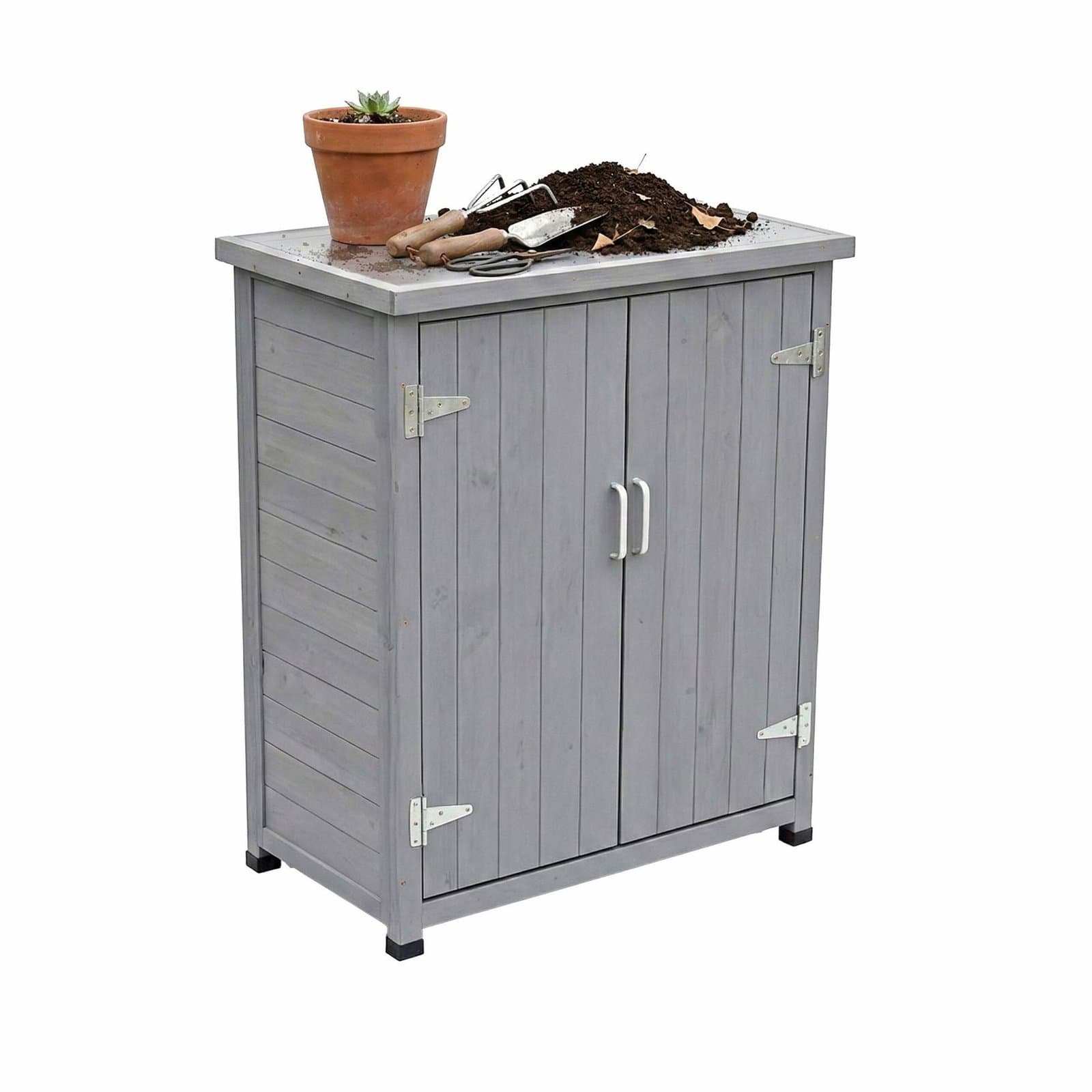 Trädgårdsbord med förvaringsskåp