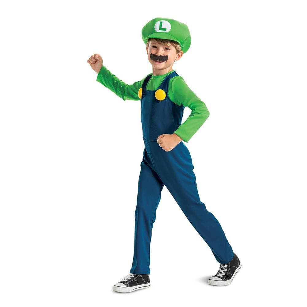 Super Mario Luigi Utklädningskläder : Model - M 7-8 år - Super Mario - Leksaksaffären