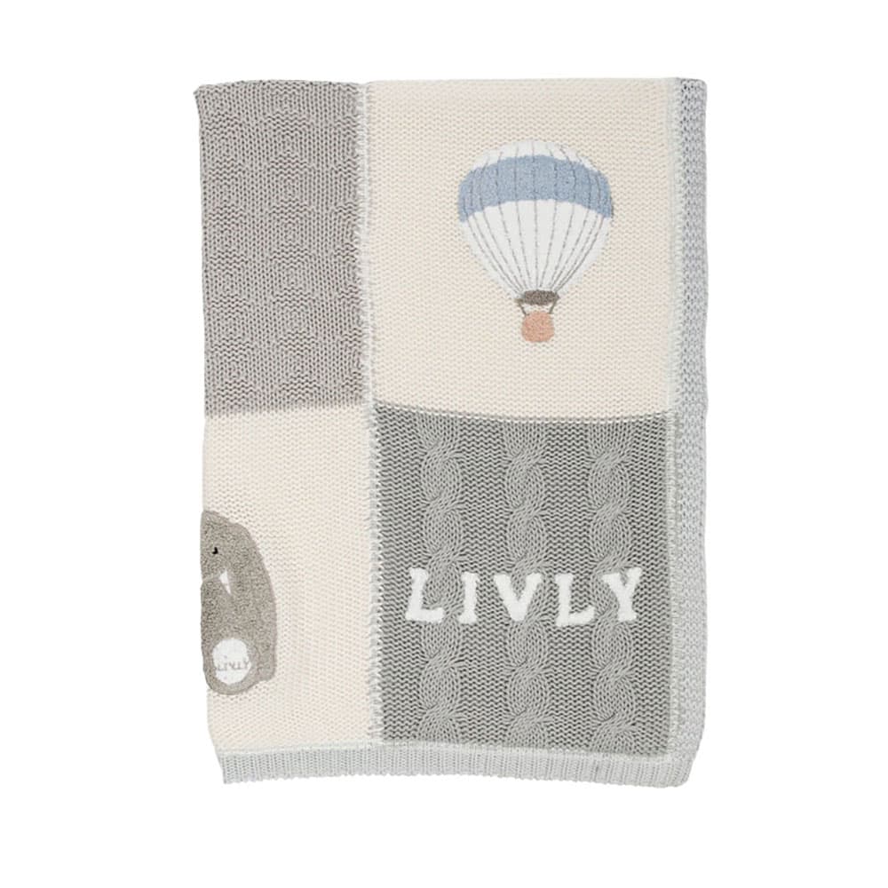 Livly Playroom Stickad Filt Blue